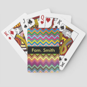 ZIGZAG pattern - coloured + your text Playing Cards