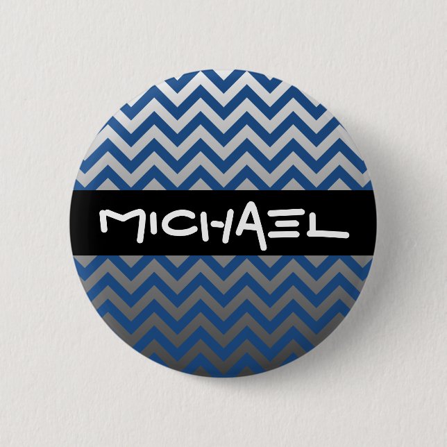 ZIGZAG pattern - grey gradients + your backgr. 2 Inch Round Button (Front)