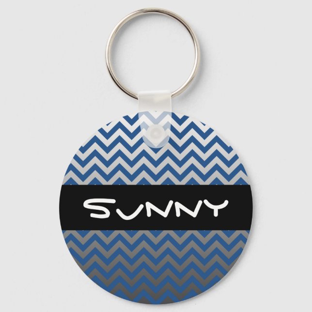 ZIGZAG pattern - grey gradients + your backgr. Keychain (Front)