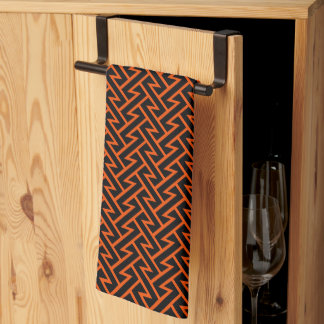 Zigzag Pattern Modern Geometric Orange & Black Kitchen Towel