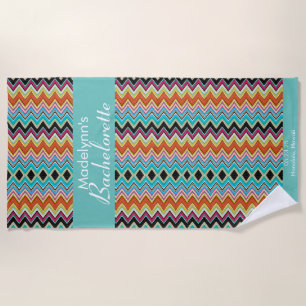 Zigzag Pattern Wedding Party Favour Personalized   Beach Towel