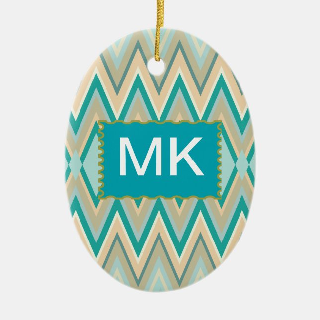 zigzag-phones diagonal ceramic ornament (Front)