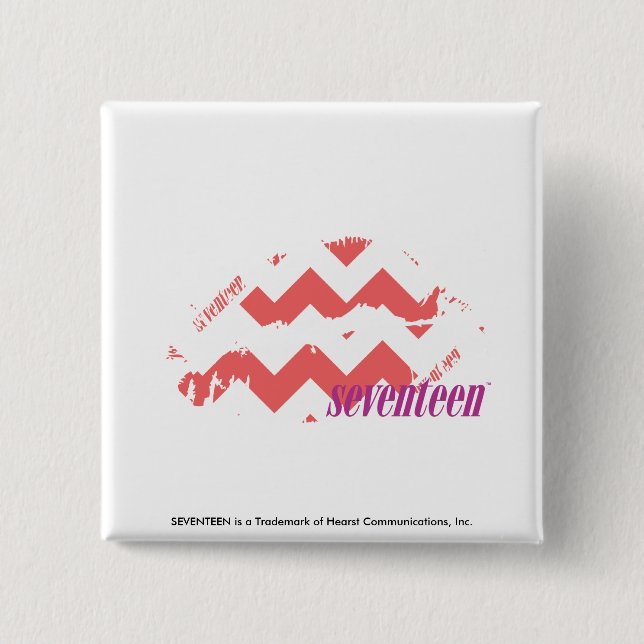 ZigZag Pink 2 Inch Square Button (Front)