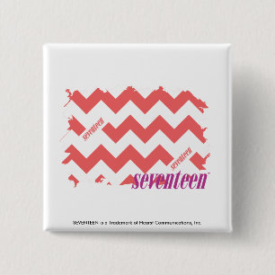 ZigZag Pink 2 Inch Square Button