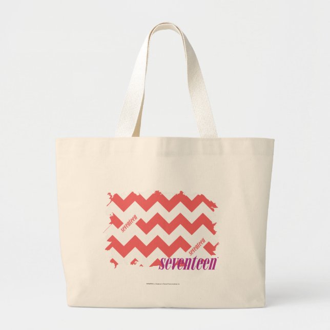 ZigZag Pink 2 Large Tote Bag (Front)
