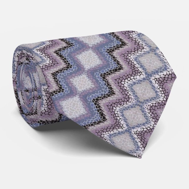 Zigzag purple giraffe tie (Rolled)