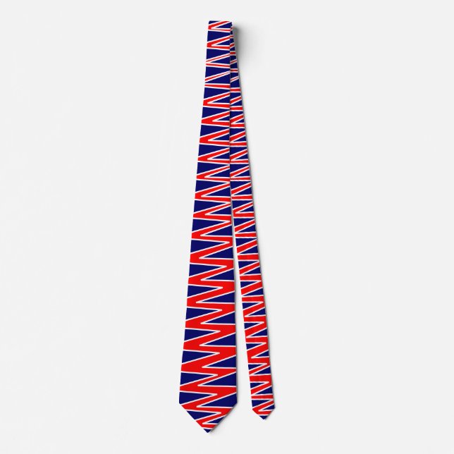 Zigzag - Red and White on Dark Blue 000066 Tie (Front)