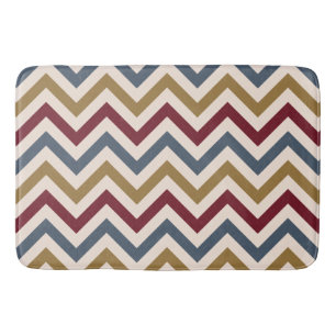 Zigzag Repeat Ptn Gold Red & Blue on Cream Bath Mat