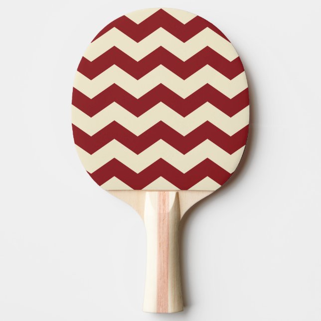 Zigzag Stripe Deep Cranberry Colour Ping Pong Paddle (Front)