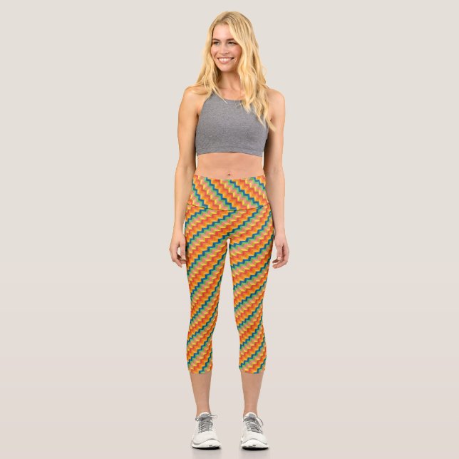 zigzag stripes  capri leggings (Front)