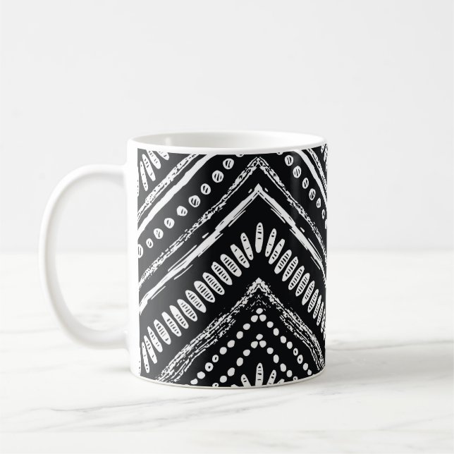 Zigzag Stripes: Hand Drawn Ethnic Coffee Mug (Left)
