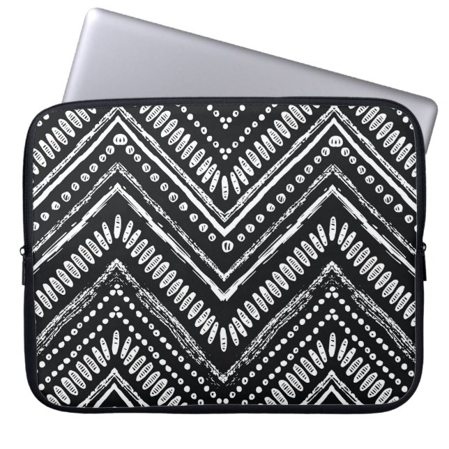 Zigzag Stripes: Hand Drawn Ethnic Laptop Sleeve (Front)
