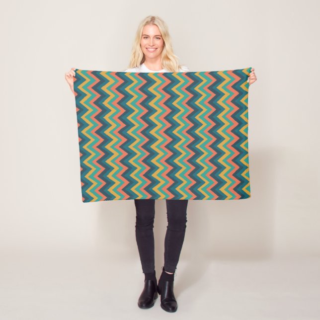 Zigzag Stripes In Watercolor  Fleece Blanket (In Situ)