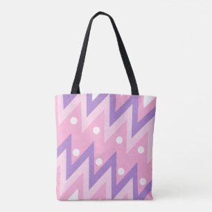 Zigzag Tote Bag - Pink and Purple, Polka Dots
