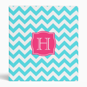 Zigzag Turquoise and Pink Custom Monogram Binder