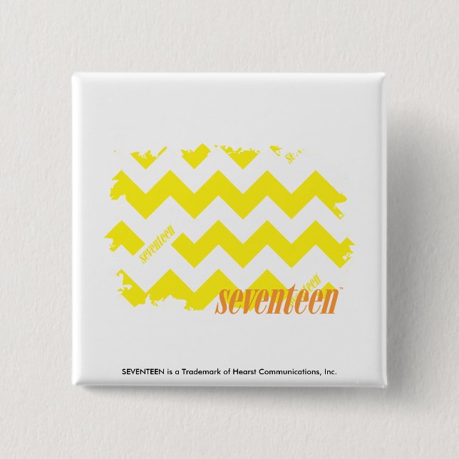 ZigZag Yellow 2 2 Inch Square Button (Front)