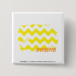 ZigZag Yellow 2 Inch Square Button