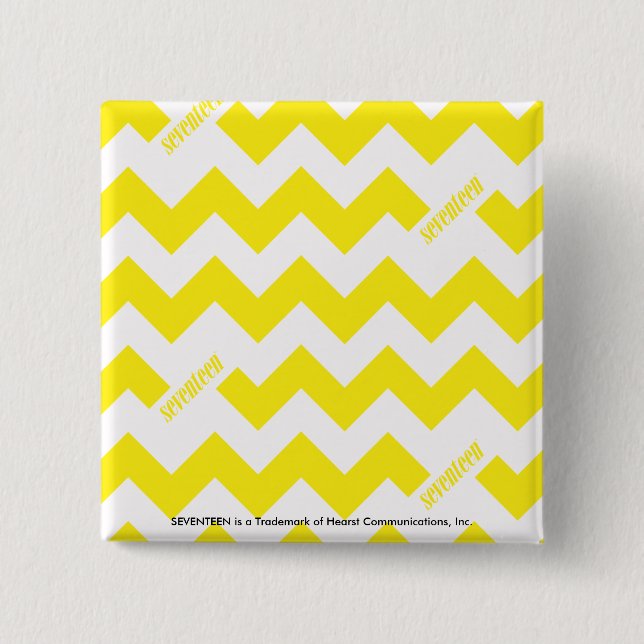 ZigZag Yellow 2 Inch Square Button (Front)