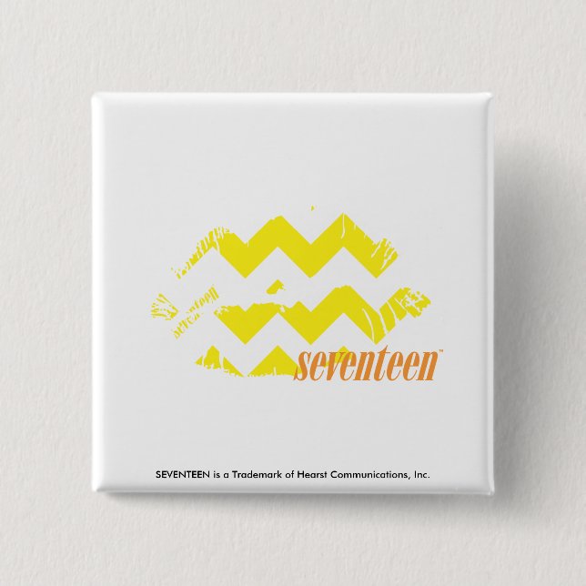 ZigZag Yellow 2 Inch Square Button (Front)