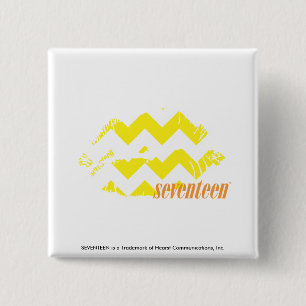ZigZag Yellow 2 Inch Square Button