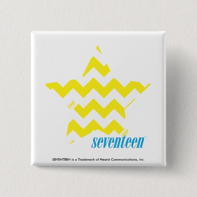 ZigZag Yellow 3 2 Inch Square Button (Front)