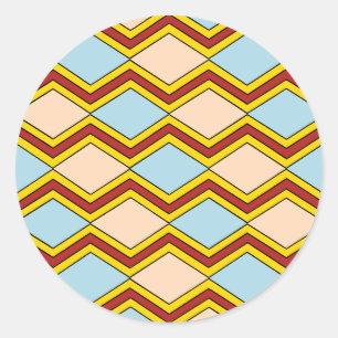 Zigzags and Diamonds Abstract Art Classic Round Sticker