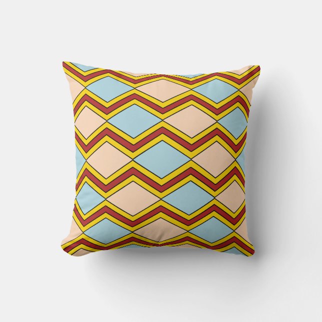 Zigzags and Diamonds Abstract Art Throw Pillow (Front)