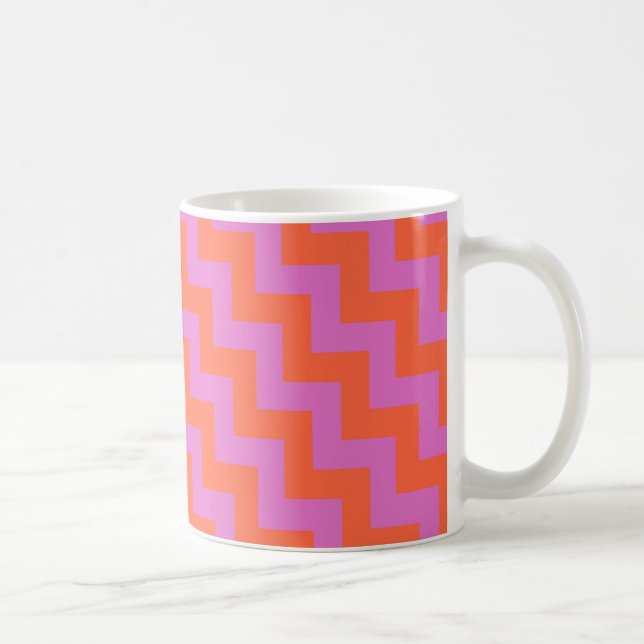 Zigzags Coffee Mug, Magenta and Orange Chevrons Coffee Mug (Right)