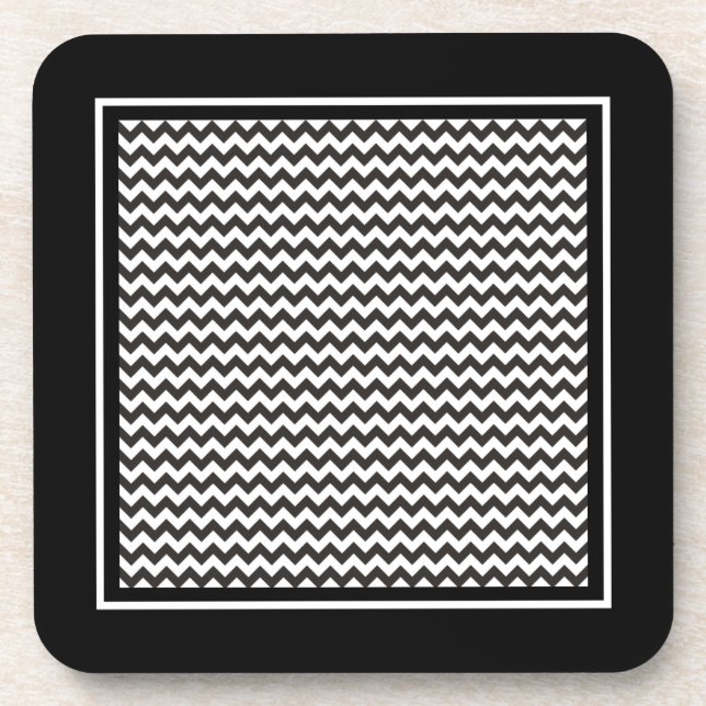 Zigzags Dessous de verre de liège, Chevrons noirs  (Devant)