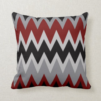 Zigzags in Red Grey & Black Throw Pillow