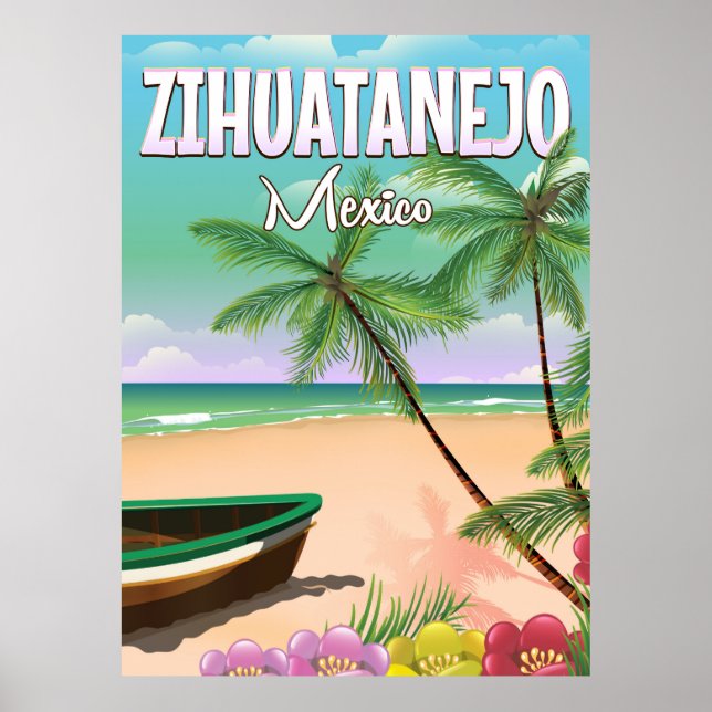 Zihuatanejo affiche de vacances à la plage mexicai (Devant)