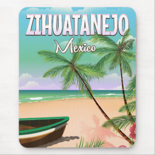Zihuatanejo Mexican beach vacation poster Mouse Pad