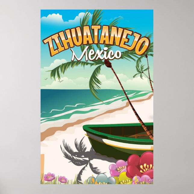 Zihuatanejo Mexican travel poster (Front)
