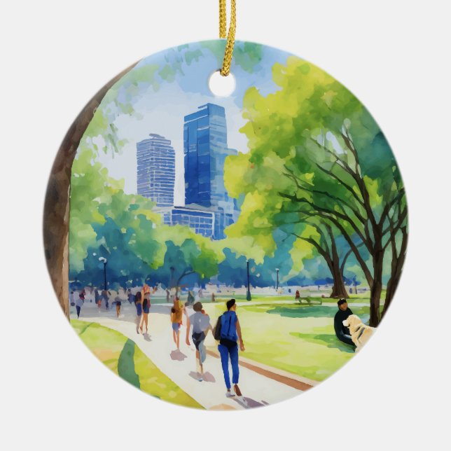 Zilker Park Austin Texas Watercolor Ceramic Ornament (Front)