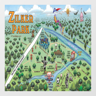Zilker Park Fun Map Window Cling