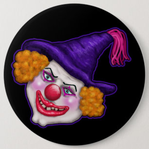 Zilko the Creepy Clown Halloween Fun 6 Inch Round Button