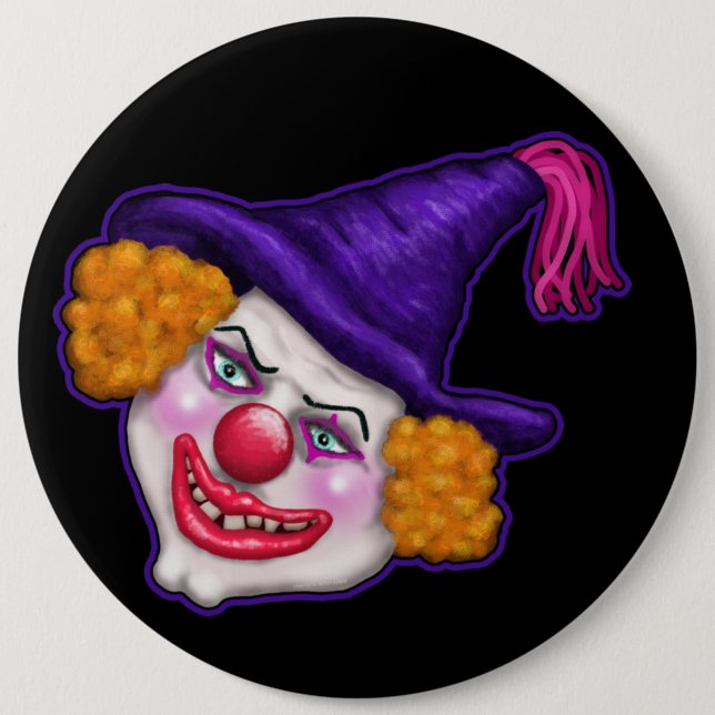 Zilko the Creepy Clown | Halloween Fun 6 Inch Round Button (Front)