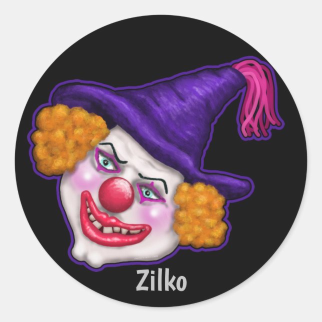 Zilko the Creepy Clown | Halloween Fun Classic Round Sticker (Front)