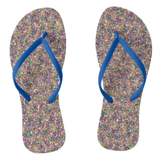 Zillions of Police Thin Blue Line Handcuff Keys Flip Flops (Footbed)