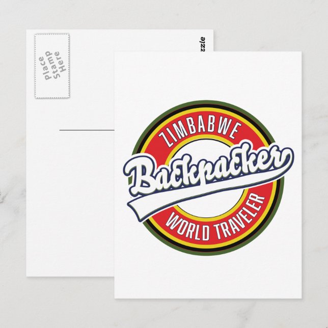 Zimbabwe backpacker world traveller logo. postcard (Front/Back)