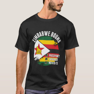 Zimbabwe Bound Country Travel Zimbabwean Flag Vaca T-Shirt
