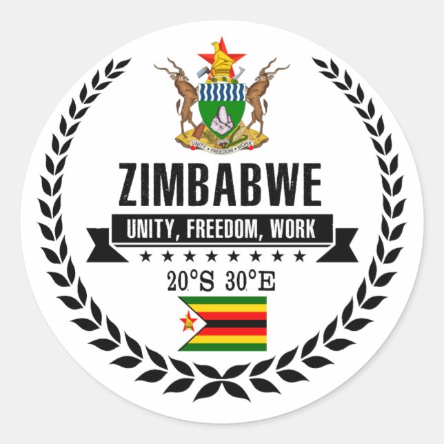 Zimbabwe Classic Round Sticker (Front)
