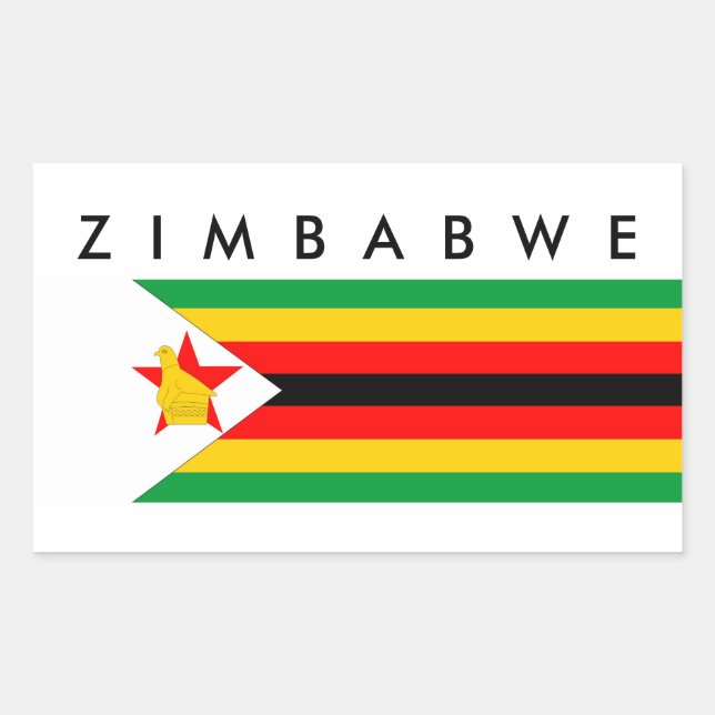 zimbabwe country flag nation symbol text name sticker (Front)