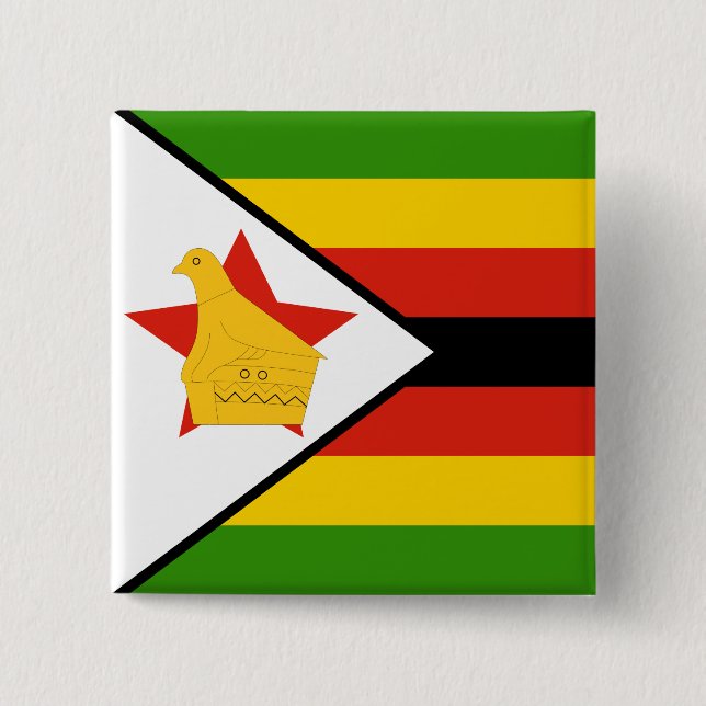 Zimbabwe Flag 2 Inch Square Button (Front)