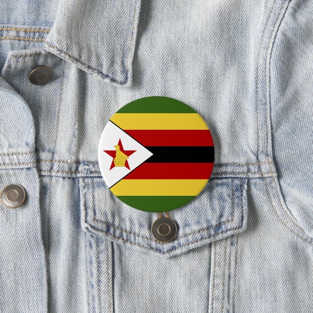 Zimbabwe flag 3 inch round button (In Situ)
