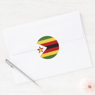 Zimbabwe flag classic round sticker