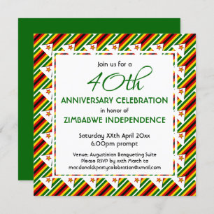 ZIMBABWE FLAG Customizable ANY YEAR OR EVENT Invitation