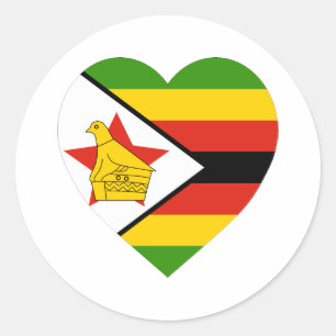 Zimbabwe Flag Heart Classic Round Sticker
