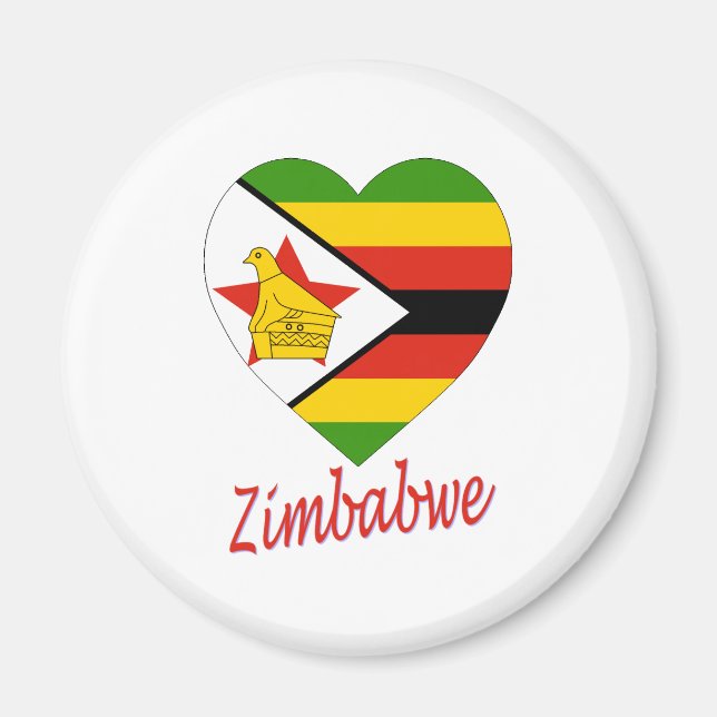 Zimbabwe Flag Heart Magnet (Front)