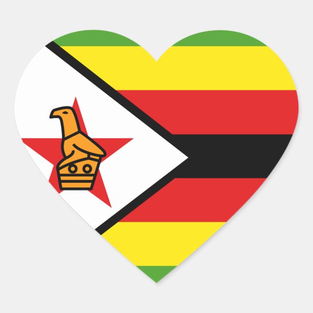 Zimbabwe Flag Heart Sticker (Front)